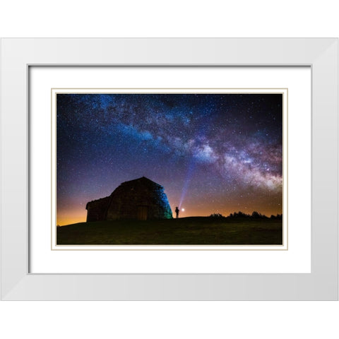 Counting Stars White Modern Wood Framed Art Print with Double Matting by Gadea, Jose