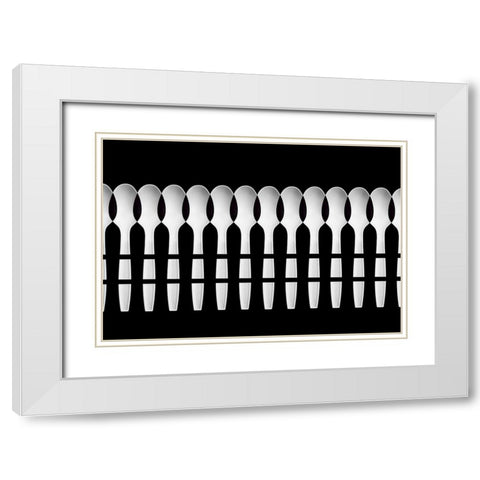 Spoons Abstract: Fence White Modern Wood Framed Art Print with Double Matting by Hammer, Jacqueline