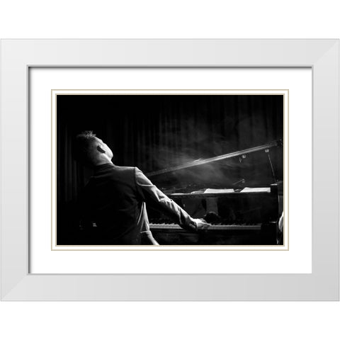 Pianist White Modern Wood Framed Art Print with Double Matting by P., Laura