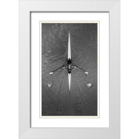 Drawings On The River White Modern Wood Framed Art Print with Double Matting by Toniolo, Giorgio