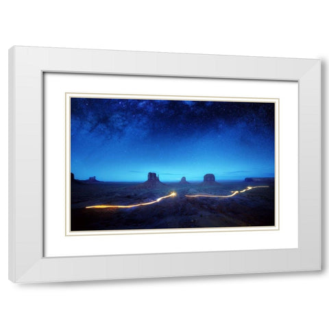 Magic Monument Valley White Modern Wood Framed Art Print with Double Matting by Pablo De, Juan