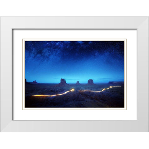 Magic Monument Valley White Modern Wood Framed Art Print with Double Matting by Pablo De, Juan