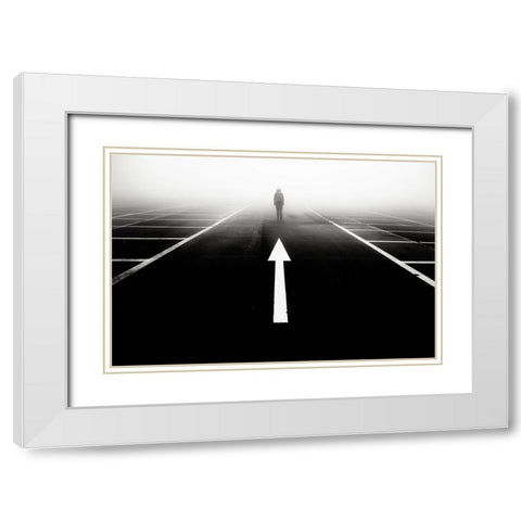 Sign White Modern Wood Framed Art Print with Double Matting by Sugimoto, Koji