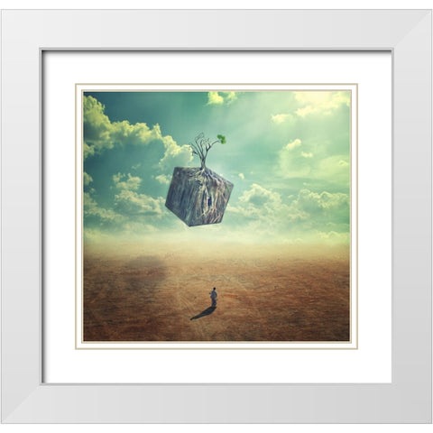 Hope White Modern Wood Framed Art Print with Double Matting by Mehdi Fazelbeygi, M.