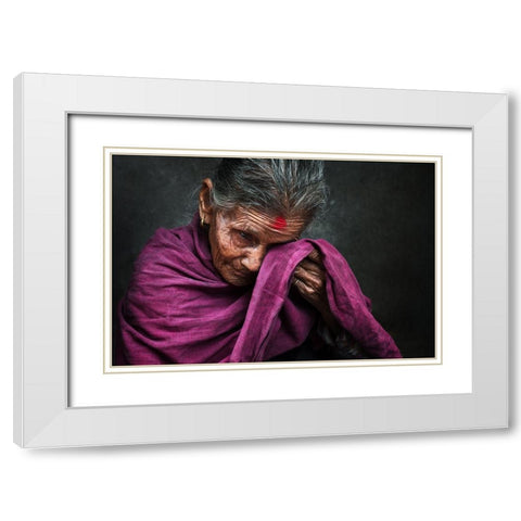 Tears White Modern Wood Framed Art Print with Double Matting by Baqer, Mohammed