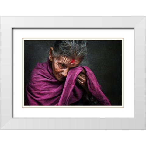 Tears White Modern Wood Framed Art Print with Double Matting by Baqer, Mohammed