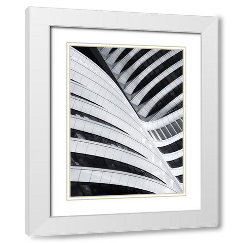 Battle Of The Curves White Modern Wood Framed Art Print with Double Matting by Van De, Jeroen