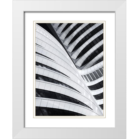 Battle Of The Curves White Modern Wood Framed Art Print with Double Matting by Van De, Jeroen