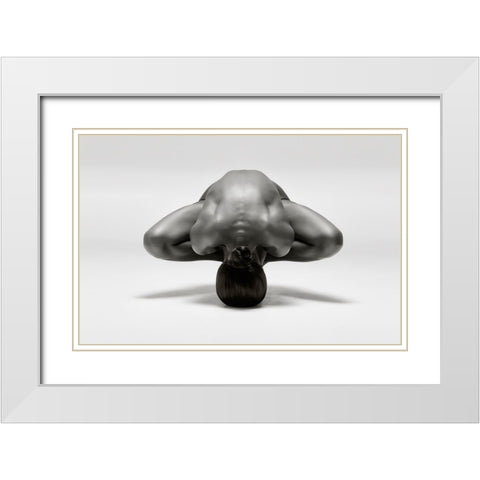 Symmetrical Gymnast White Modern Wood Framed Art Print with Double Matting by Catchlight Studio