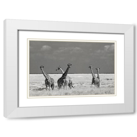 Look Girl Strange Animals White Modern Wood Framed Art Print with Double Matting by Guillemot, Mathilde