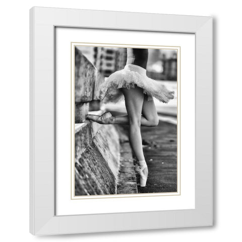 Dancer White Modern Wood Framed Art Print with Double Matting by Groenewald, Michael