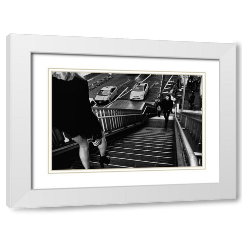 Untitled White Modern Wood Framed Art Print with Double Matting by Suzuki, Tatsuo