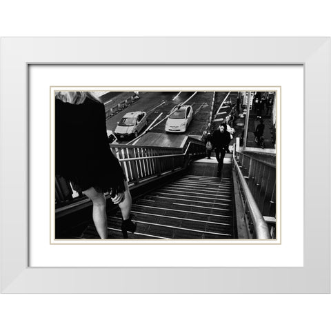 Untitled White Modern Wood Framed Art Print with Double Matting by Suzuki, Tatsuo