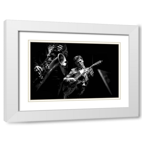 Jazz White Modern Wood Framed Art Print with Double Matting by Simoes, Goncalo