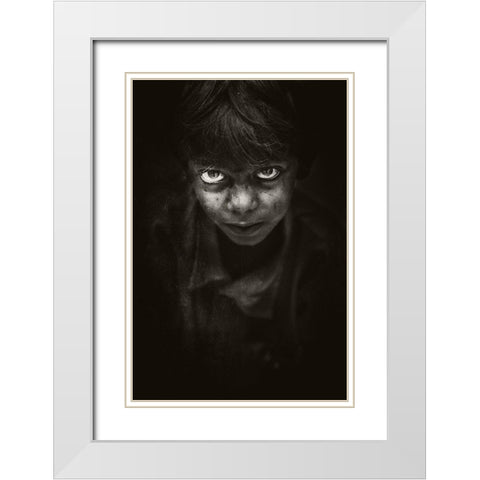 Angry Face White Modern Wood Framed Art Print with Double Matting by Ali, Naseem