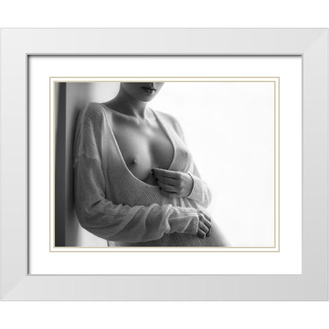 Untitled White Modern Wood Framed Art Print with Double Matting by Shevchenko, Yuri