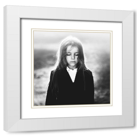Portrait Of My Son White Modern Wood Framed Art Print with Double Matting by Bajrich, Amir