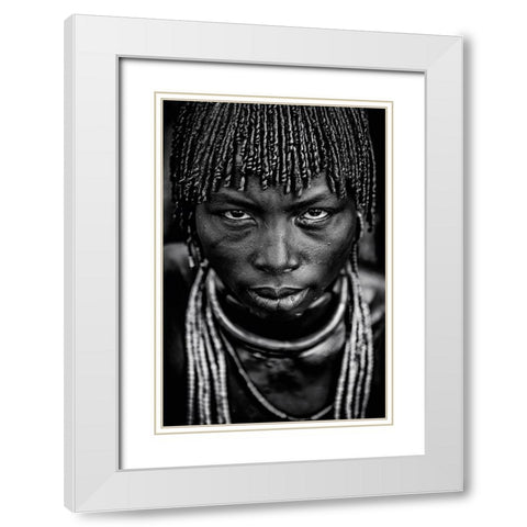 Hamar Woman White Modern Wood Framed Art Print with Double Matting by Vidak, Vedran