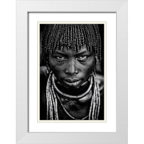 Hamar Woman White Modern Wood Framed Art Print with Double Matting by Vidak, Vedran