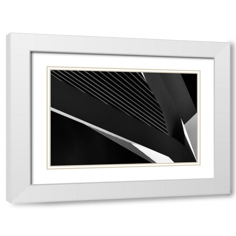 Abstraction Of A Swan White Modern Wood Framed Art Print with Double Matting by Van De, Jeroen