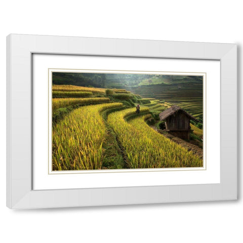 Keep Walking White Modern Wood Framed Art Print with Double Matting by Intarob, Sarawut