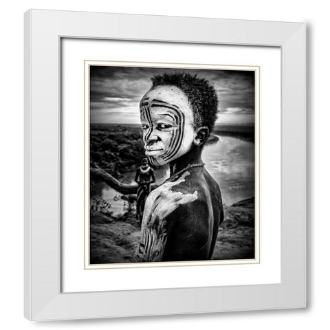 A Boy Of The Karo Tribe. Omo Valley (Ethiopia). White Modern Wood Framed Art Print with Double Matting by Inazio Kuesta, Joxe