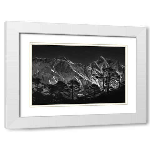 Everest View White Modern Wood Framed Art Print with Double Matting by Tanase, Sorin