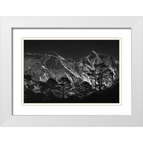 Everest View White Modern Wood Framed Art Print with Double Matting by Tanase, Sorin