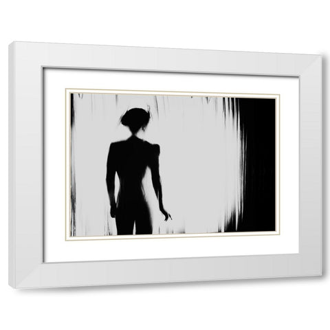 Bye White Modern Wood Framed Art Print with Double Matting by Haghi, Babak