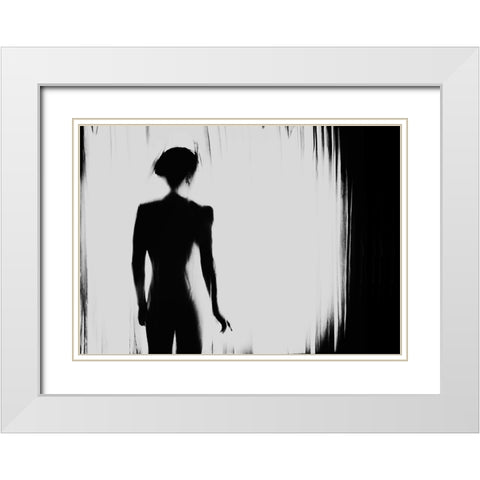 Bye White Modern Wood Framed Art Print with Double Matting by Haghi, Babak