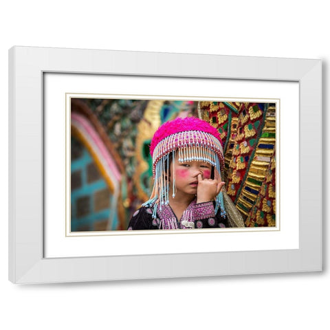 Macaquinho White Modern Wood Framed Art Print with Double Matting by Godinho, Luis