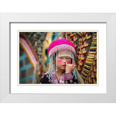 Macaquinho White Modern Wood Framed Art Print with Double Matting by Godinho, Luis