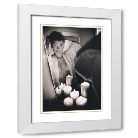 Eva White Modern Wood Framed Art Print with Double Matting by Unknown