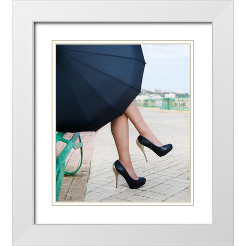 Coffee Break White Modern Wood Framed Art Print with Double Matting by Apanaviciene, Renata