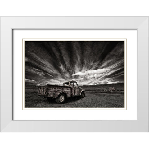 Old Truck (Mono) White Modern Wood Framed Art Print with Double Matting by H. Ingibergsson, Torsteinn