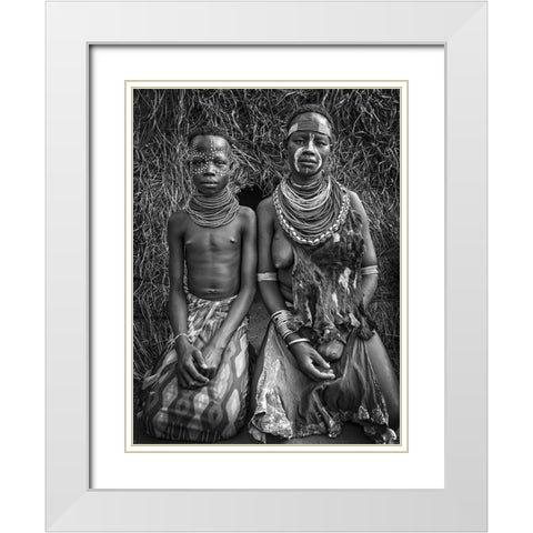 Two Karo Tribe Girls (Omo Valley-Ethiopia) White Modern Wood Framed Art Print with Double Matting by Inazio Kuesta, Joxe