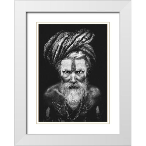 Face The Sadhu ... White Modern Wood Framed Art Print with Double Matting by Abdulazim, Ahmed