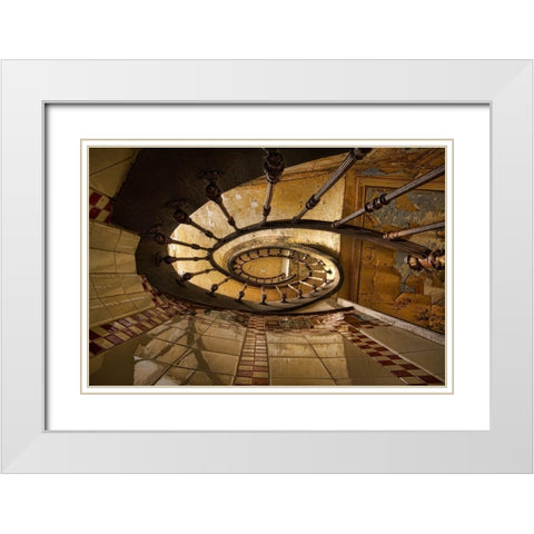 Heinen Descalier White Modern Wood Framed Art Print with Double Matting by Boomsma, Paul