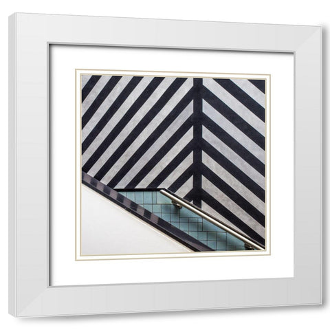 Museum Staircase White Modern Wood Framed Art Print with Double Matting by Vangindertael, Luc