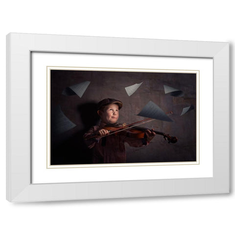 The Magic Of Music White Modern Wood Framed Art Print with Double Matting by Vrican, Adrian