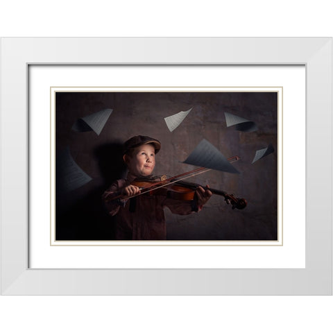 The Magic Of Music White Modern Wood Framed Art Print with Double Matting by Vrican, Adrian