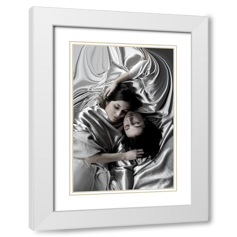 Serie: Blissful White Modern Wood Framed Art Print with Double Matting by Mest, Olga