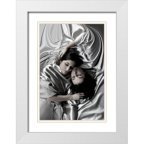 Serie: Blissful White Modern Wood Framed Art Print with Double Matting by Mest, Olga
