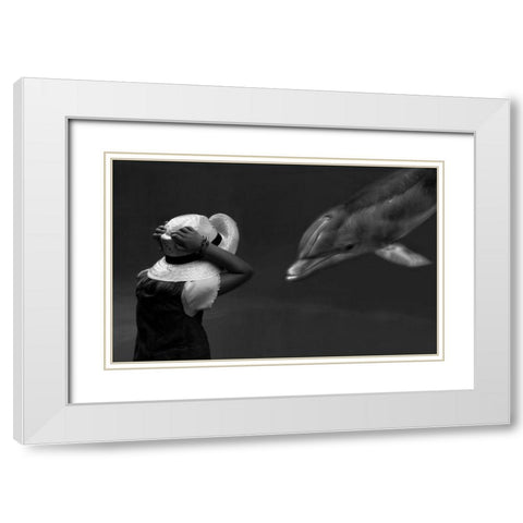 Close Encounter ... White Modern Wood Framed Art Print with Double Matting by Depaepe, Yvette