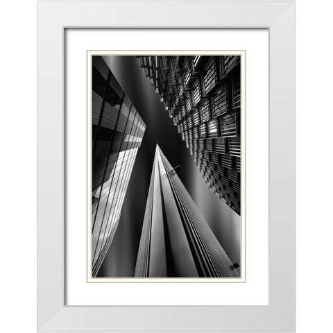 Light Pyramid White Modern Wood Framed Art Print with Double Matting by Azevedo, Olavo