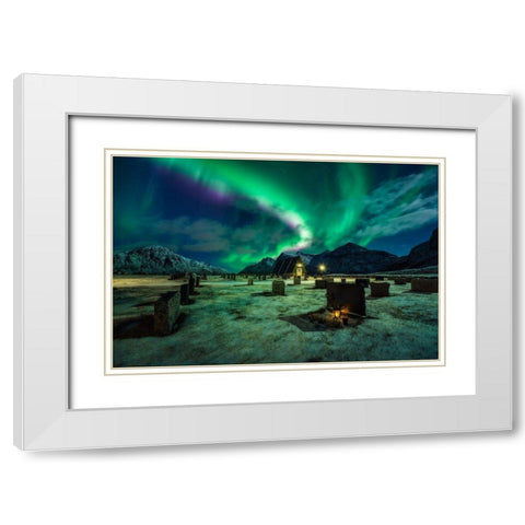Dacing All Night Long Ii White Modern Wood Framed Art Print with Double Matting by De La, Javier