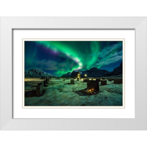 Dacing All Night Long Ii White Modern Wood Framed Art Print with Double Matting by De La, Javier