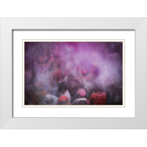 Blurry Holi White Modern Wood Framed Art Print with Double Matting by Vichaya
