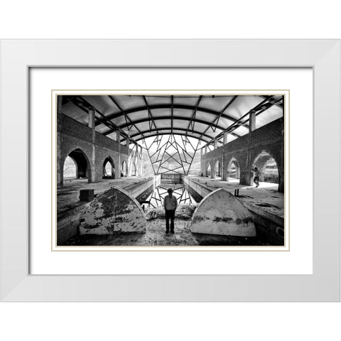 Swimming Pool White Modern Wood Framed Art Print with Double Matting by Ferrara, Carlo