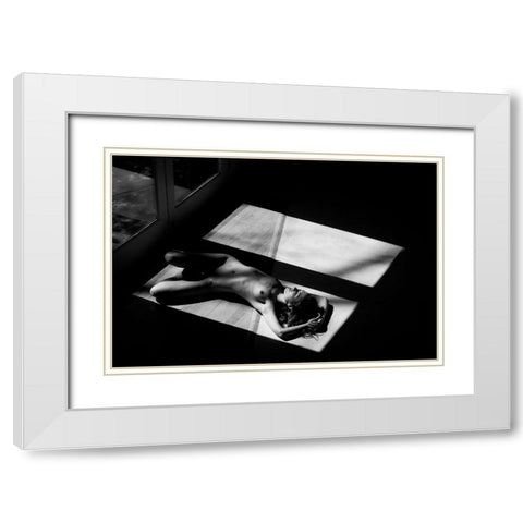Half White Modern Wood Framed Art Print with Double Matting by JAE